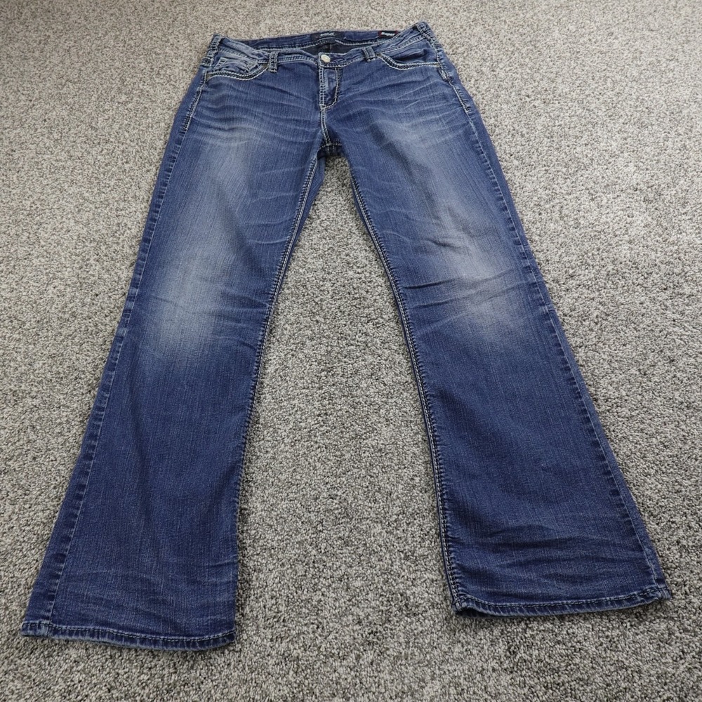 Silver Jeans Womens 34 Dark Blue Denim Pants Suki High Boot Western Flex Stretch
